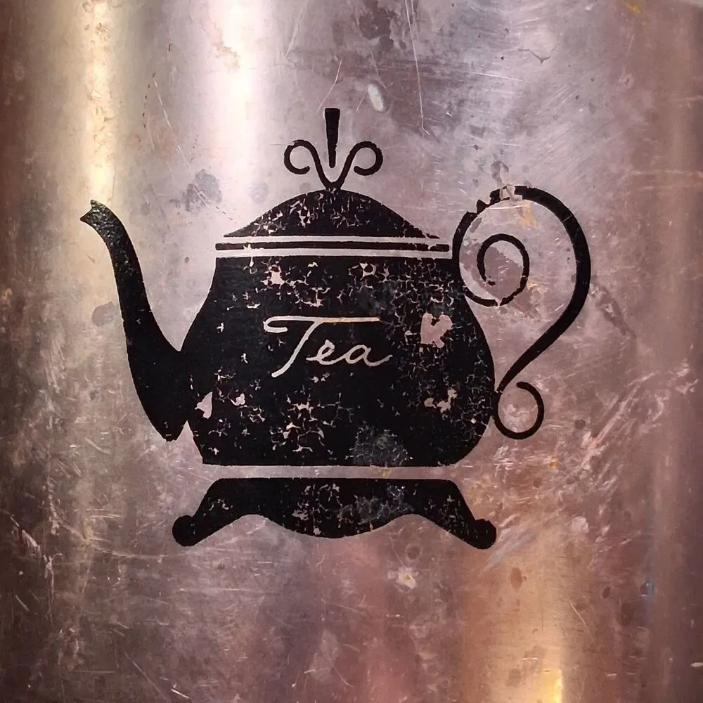 Vintage West Bend Copper Rose Gold Tea Coffee Kitchen Canisters w Silver Lid